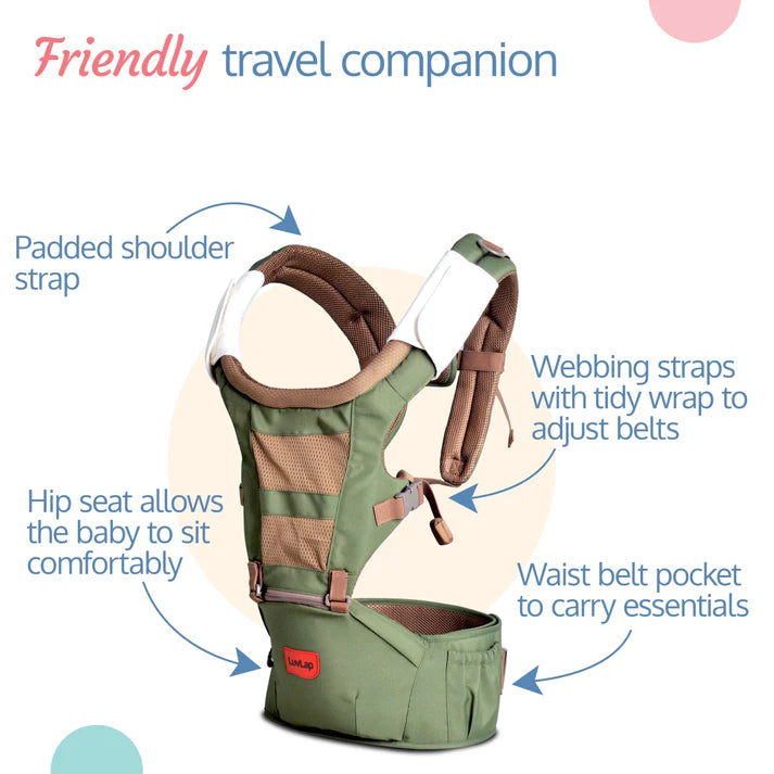 Carry your little one close with comfort and ease using the Luvlap Royal Hip Seat Baby Carrier, providing ergonomic support for longer wearing and hands-free parenting. Available at uSmile.toys." www.usmile.toys